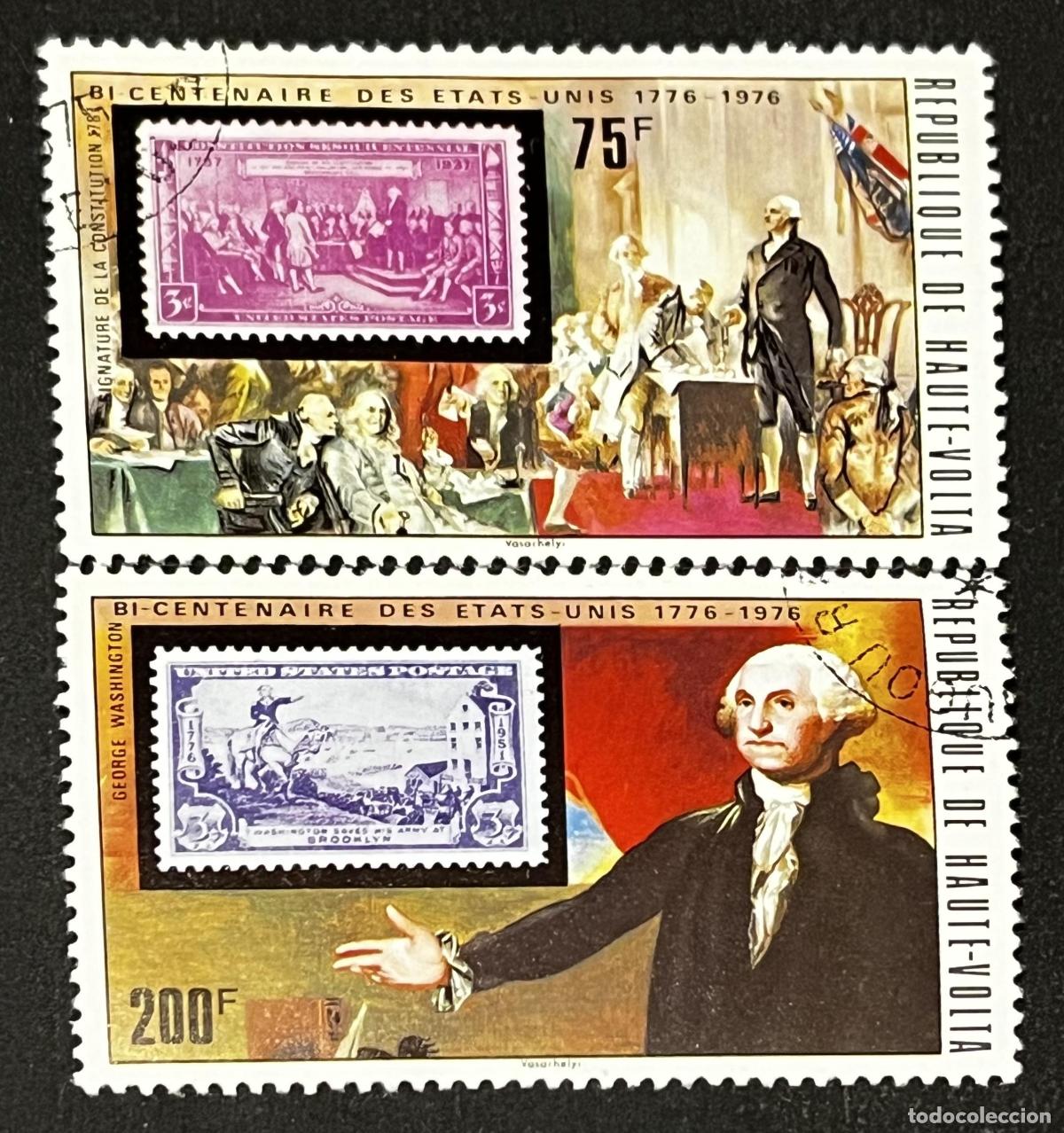 Sellos: Alto Volta 1976 Mi. 551-556 ob. Bicentenario EE.UU. Washington