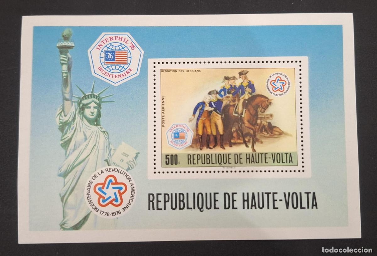 Sellos: Alto Volta 1976 Mi. Bl. 44 Bicentenario revoluci&oacute;n americana