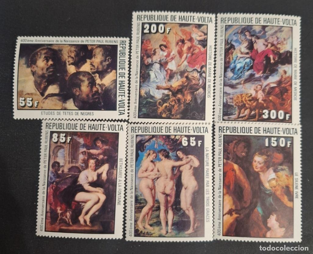 Sellos: Alto Volta 1977 Mi. 690-695 Rubens pinturas Tres Gracias M&eacute;dicis
