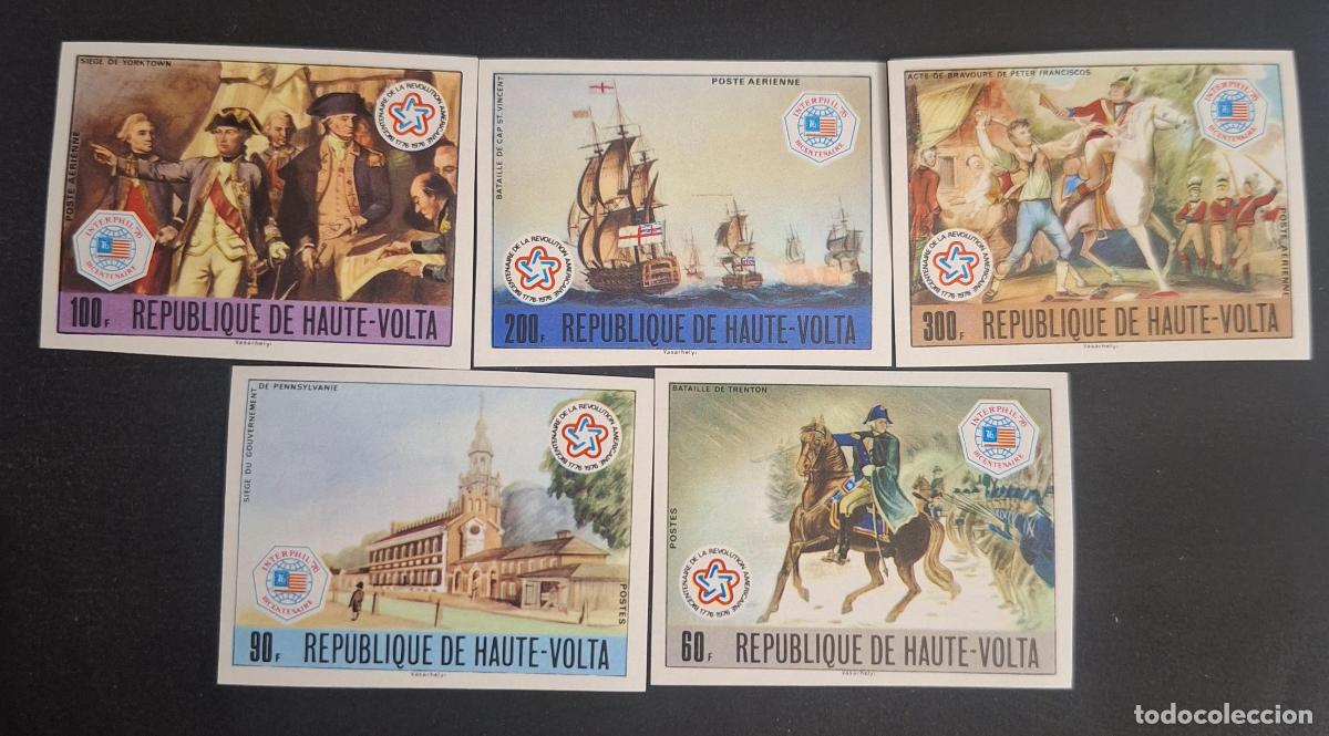 Sellos: Alto Volta 1976 Mi. 640-644 ND revoluci&oacute;n americana Interphil