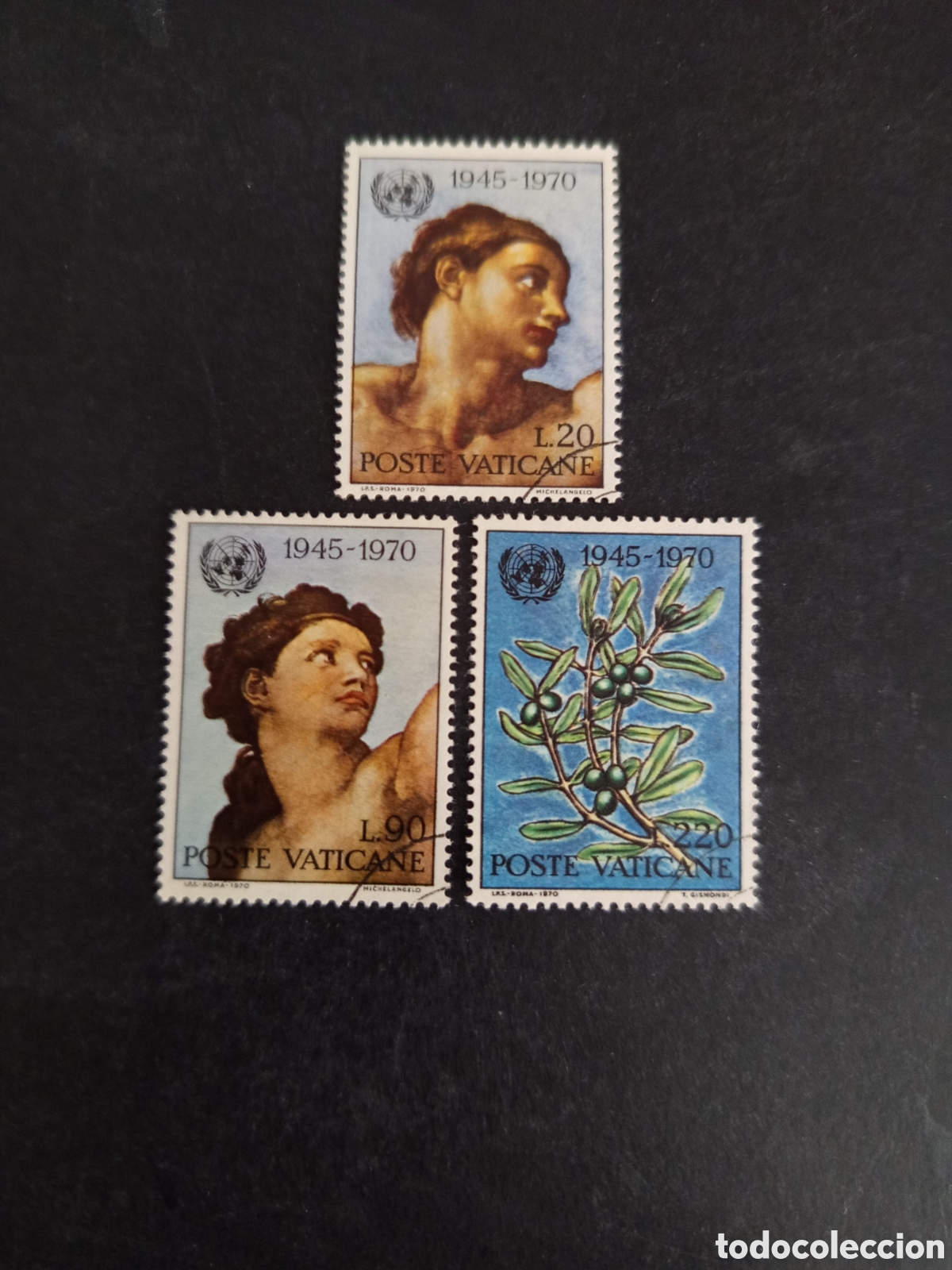 Selos: Vaticano, 1970. O.N.U. Obras Miguel &Aacute;ngel. Serie completa usada. Yvert 510/2. Pedido m&iacute;nimo 3 &euro;.