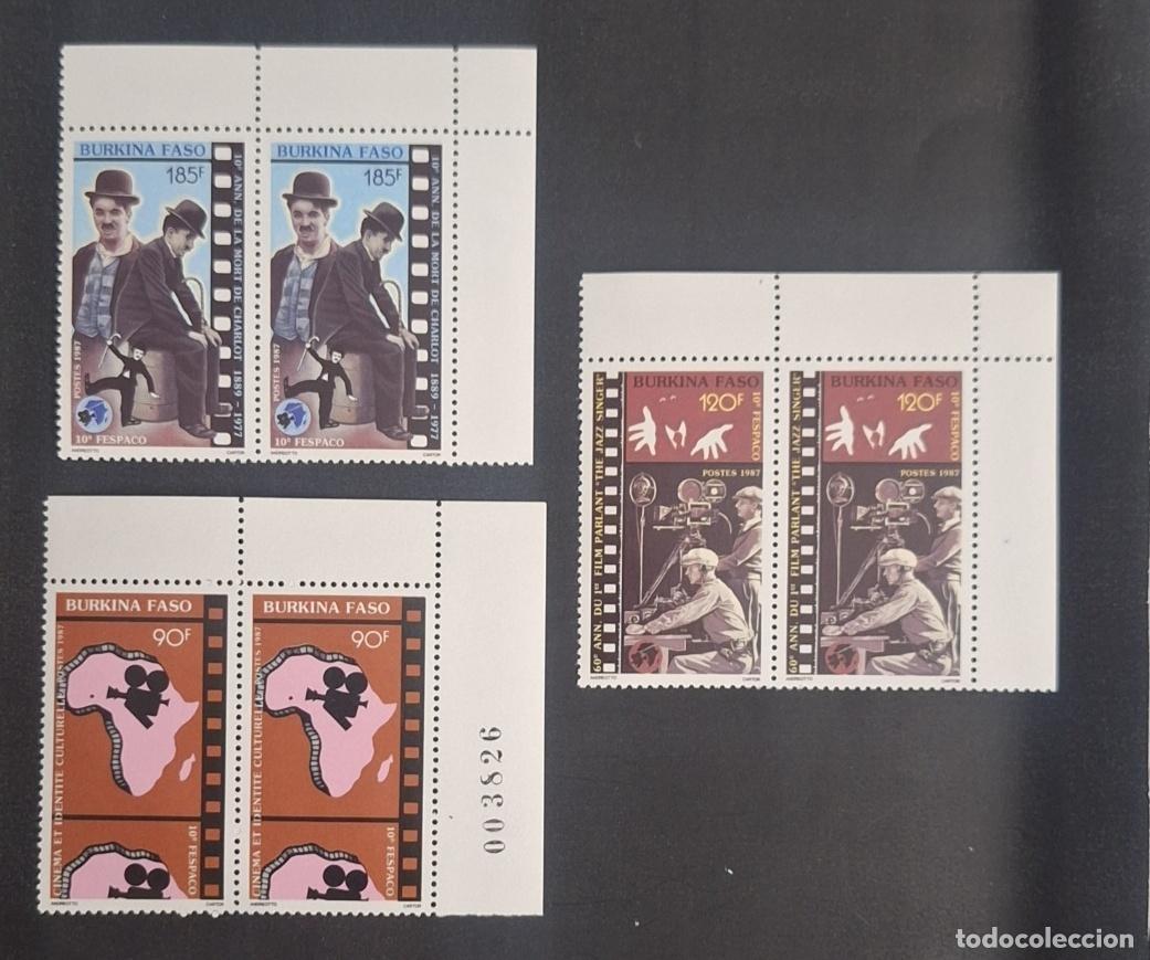 Stamps: Burkina Faso 1987 Mi. 1123-1125 pares FESPACO cine Chaplin Charlot