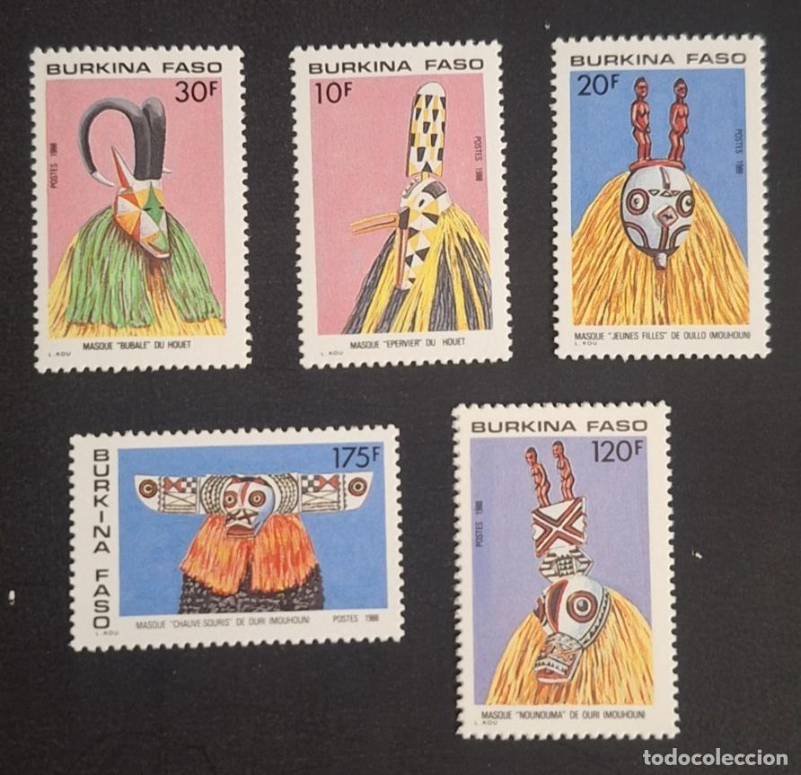 Sellos: Burkina Faso 1988 Mi. 1172-1176 m&aacute;scaras tradicionales africanas