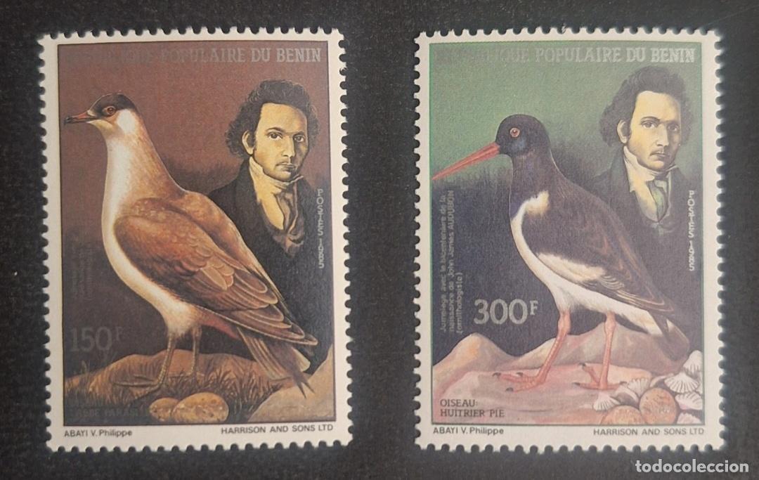 Sellos: Ben&iacute;n 1985 Mi. 417-418 Audubon aves ostrero urraca gaviota