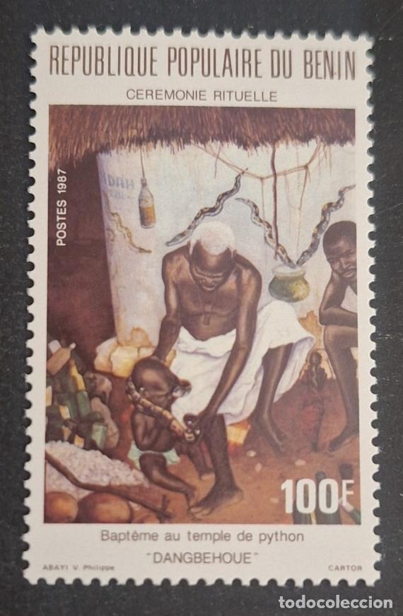 Sellos: Ben&iacute;n 1987 Mi. 456 ceremonia ritual bautismo templo pit&oacute;n Dangbehoue