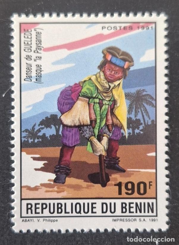 Sellos: Ben&iacute;n 1991 Mi. 510 Bailar&iacute;n Gu&eacute;l&eacute;d&eacute; m&aacute;scara danza africana campesina