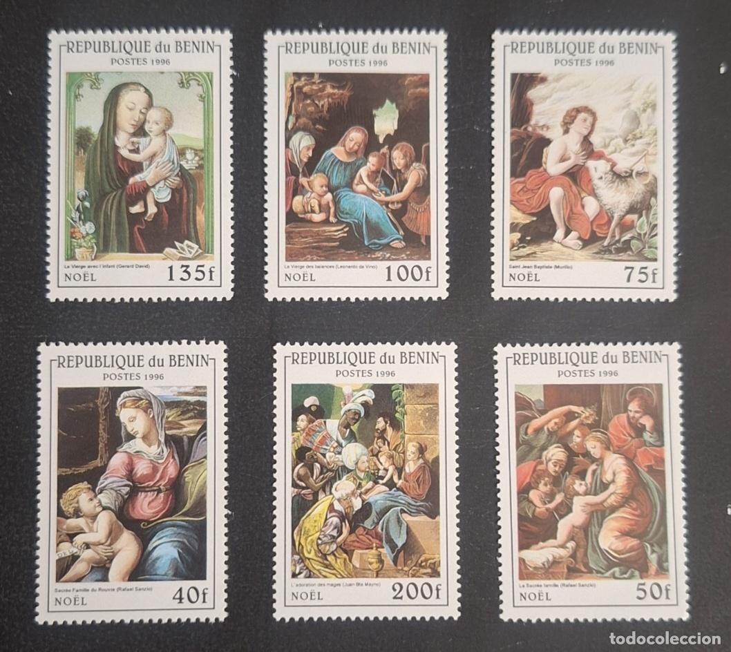 Sellos: Ben&iacute;n 1996 Mi. 792-797 Navidad pinturas Virgen Rafael Vinci Murillo