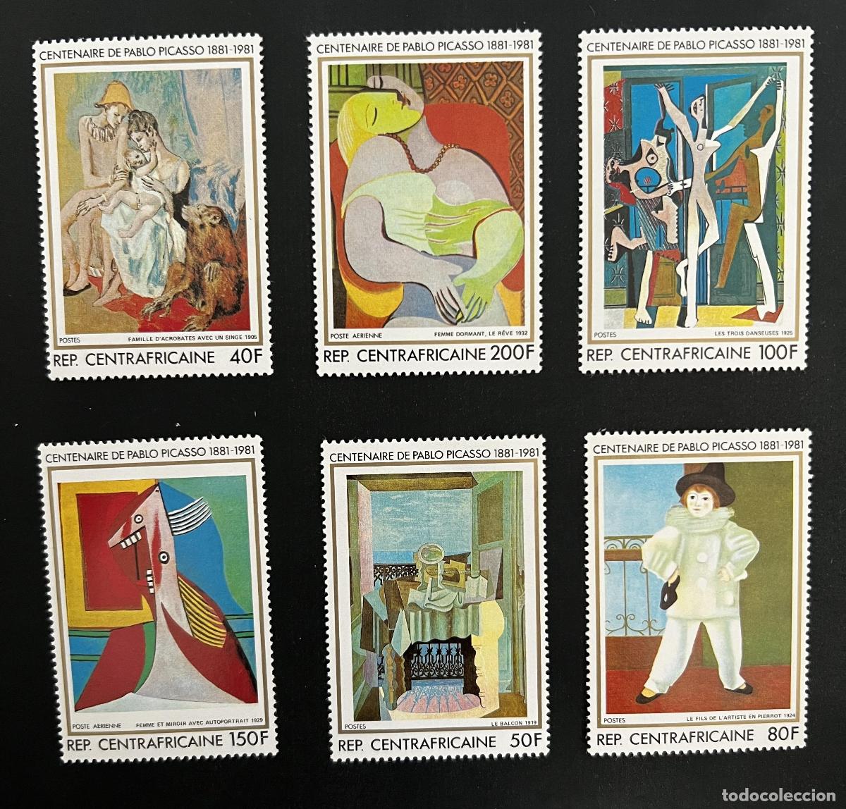 Sellos: Centro&aacute;frica 1981 Mi. 741-746 Centenario Pablo Picasso pintura arte