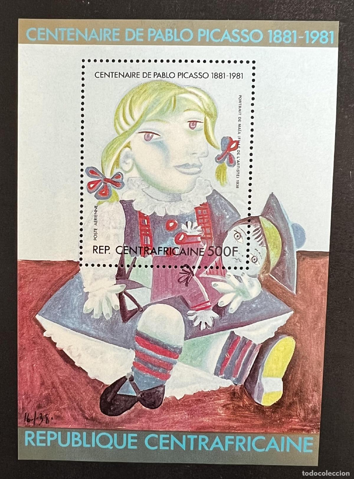 Sellos: Centro&aacute;frica 1981 Mi. Bl. 125A Picasso retrato Ma&iuml;a mu&ntilde;eca pintura