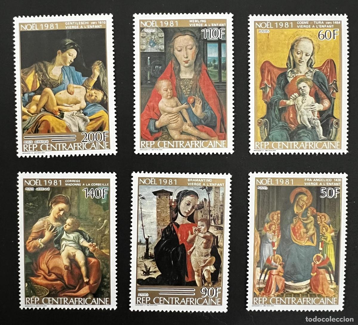 Sellos: Centro&aacute;frica 1981 Mi. 798-803 Navidad Virgen Ni&ntilde;o pintura Madonna