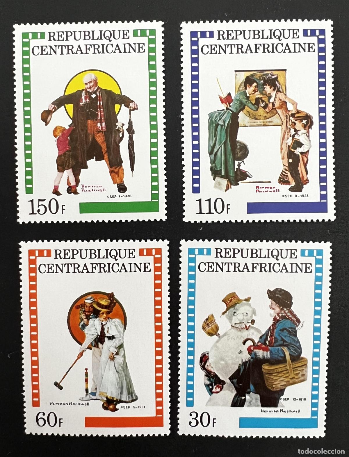 Sellos: Centro&aacute;frica 1982 Mi. 821-824 Norman Rockwell pintura ilustraci&oacute;n