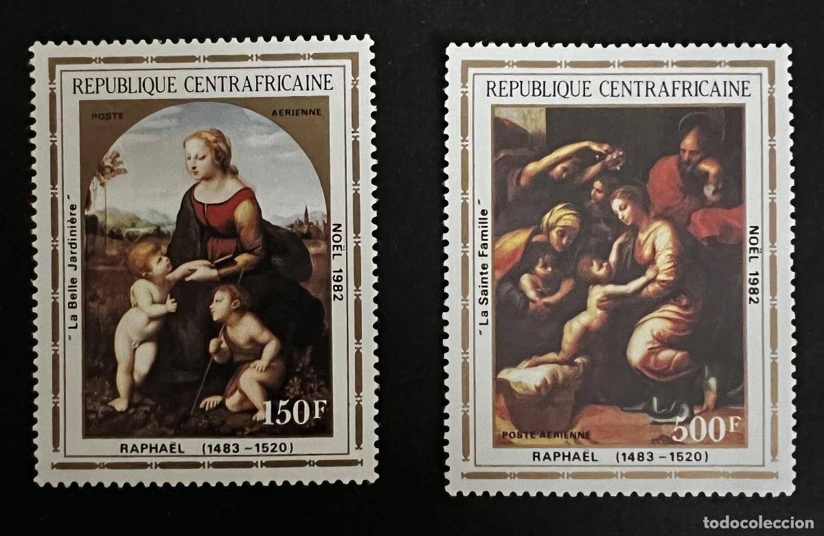 Sellos: Centro&aacute;frica 1982 Mi. 903-904 Navidad Rafael pintura Sagrada Familia