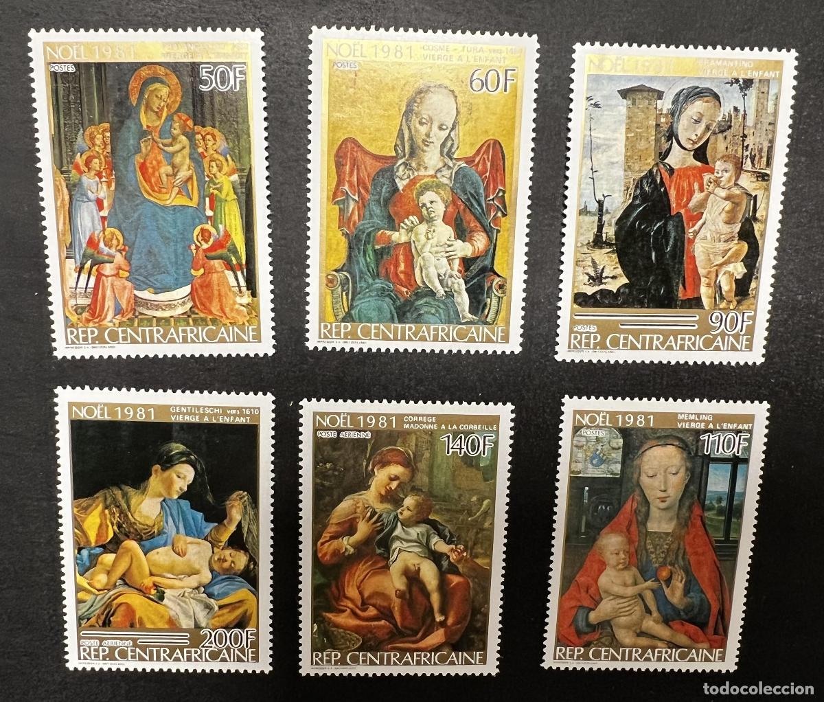 Sellos: Centro&aacute;frica 1981 Mi. 798-803 Navidad Virgen Ni&ntilde;o pintura Madonna