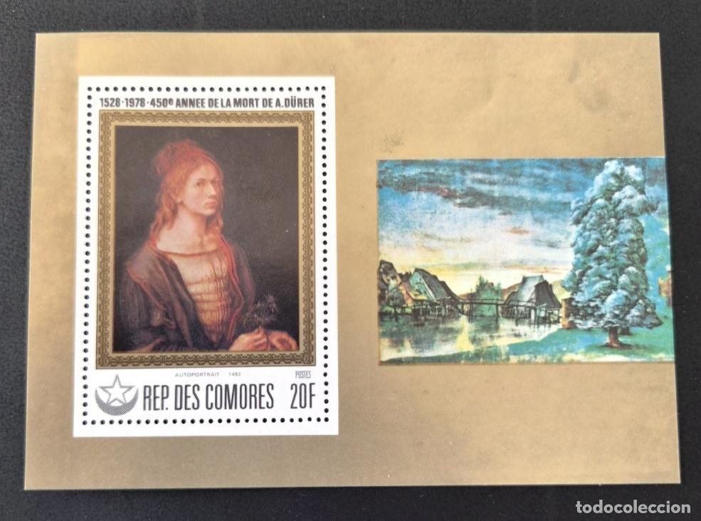 Sellos: Comoras 1978 Mi. Bl. 168 Albrecht D&uuml;rer autorretrato pintura arte