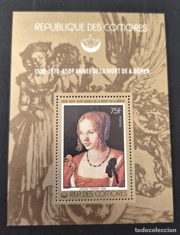 Selos: Comoras 1978 Mi. Bl. 136 Albrecht D&uuml;rer pintura Joven Mujer 1505