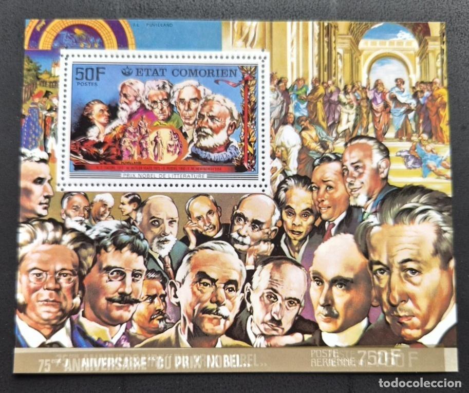 Sellos: Comoras 1977 Mi. Bl. 93 ND Premio Nobel Literatura Escritores