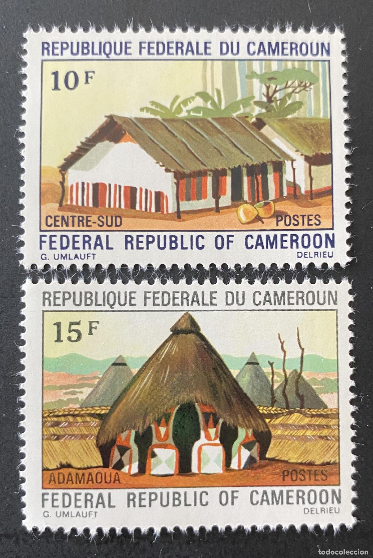 Sellos: Camer&uacute;n 1972 Mi. 678-679 viviendas tradicionales Adamaoua