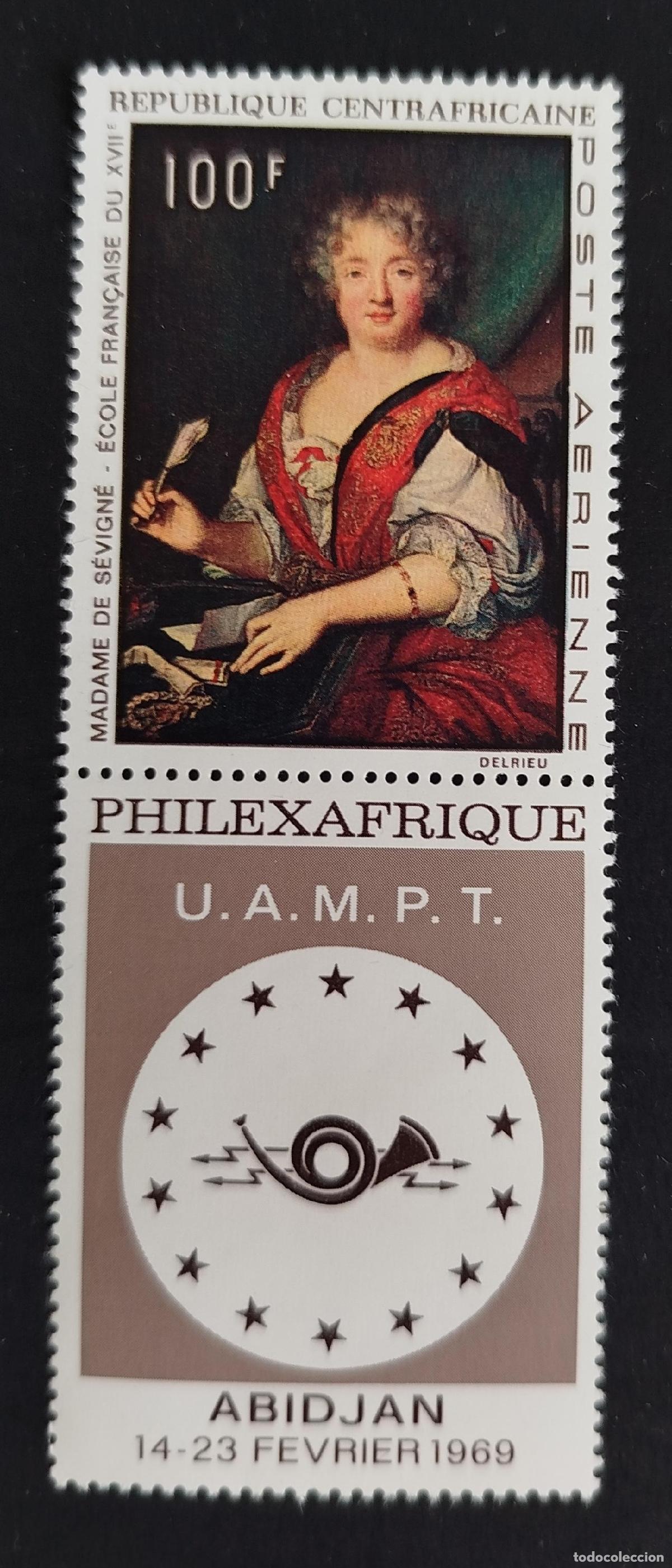 Sellos: Centro&aacute;frica 1969 Mi. 181 Philexafrique Madame de S&eacute;vign&eacute; pintura