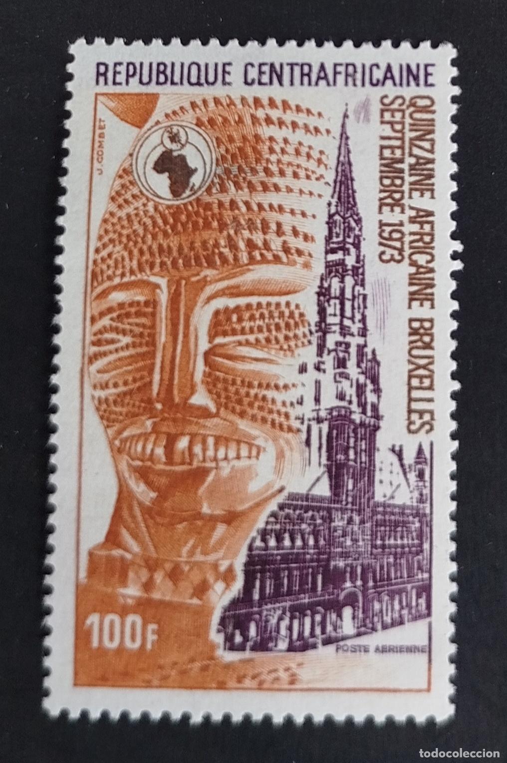 Sellos: Rep. Centroafricana 1973 Mi. 323 Quincena Africana Bruselas m&aacute;scara arte