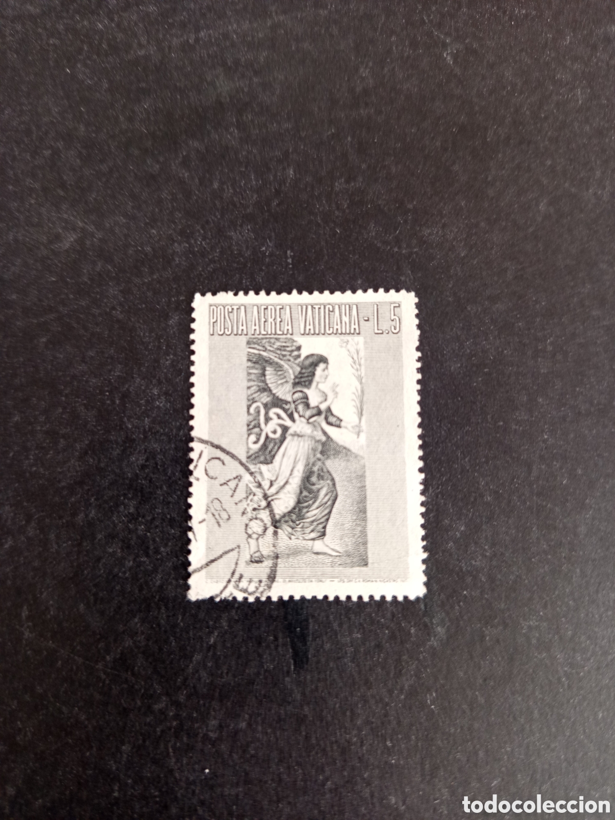 Sellos: Vaticano, 1956. La Anunciaci&oacute;n de Melozzo de Forli. Sello usado. Yvert a&eacute;reo 24. Pedido m&iacute;nimo 3 &euro;.