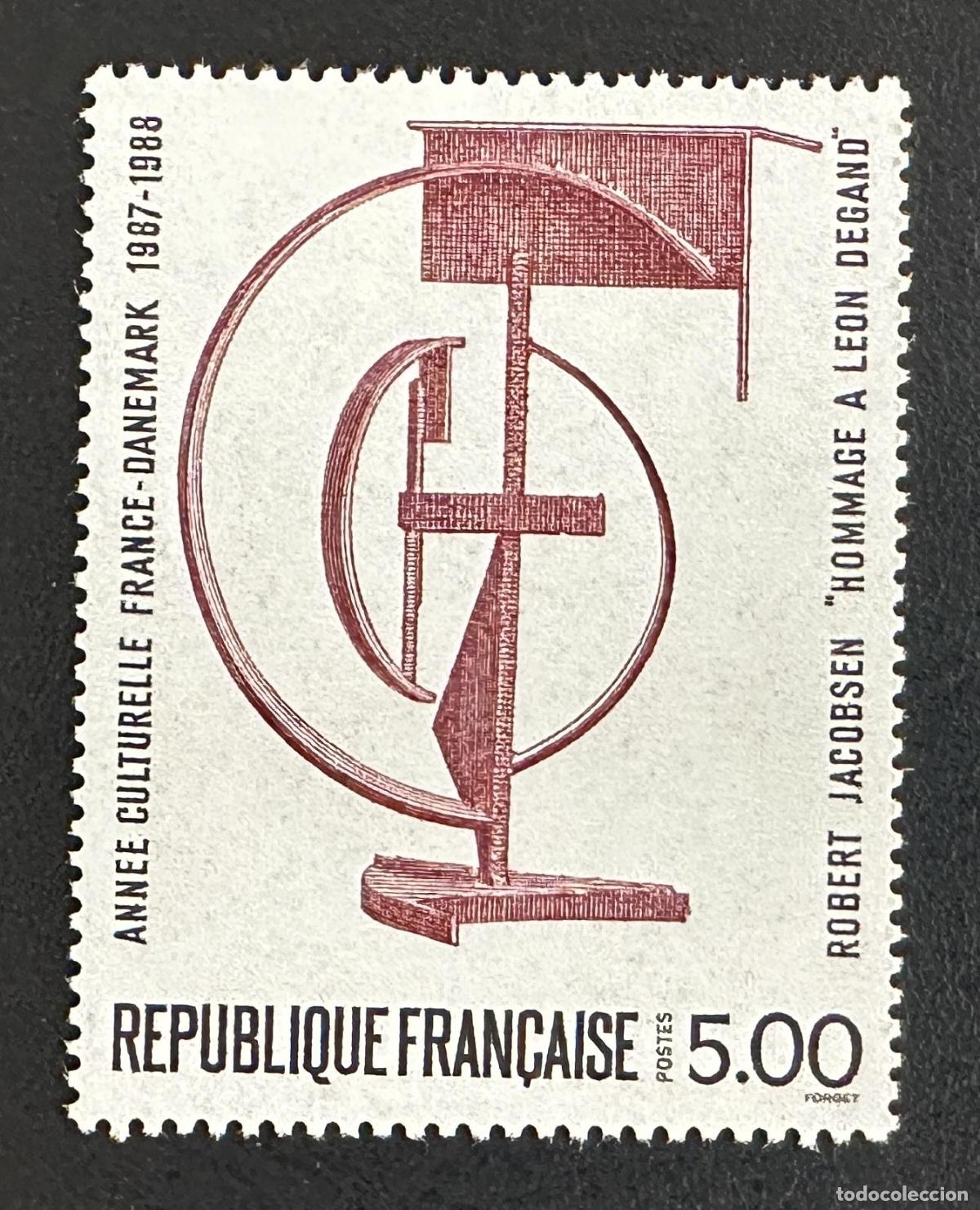 Sellos: Francia 1988 Mi. 2687 emisi&oacute;n conjunta Dinamarca escultura Jacobsen