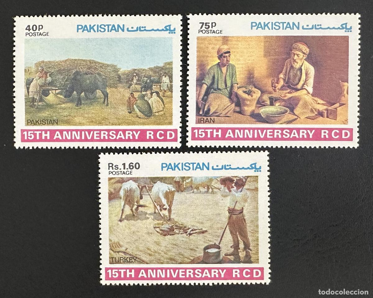Sellos: Pakist&aacute;n 1979 Mi. 488-490 emisi&oacute;n RCD Ir&aacute;n Turqu&iacute;a pinturas