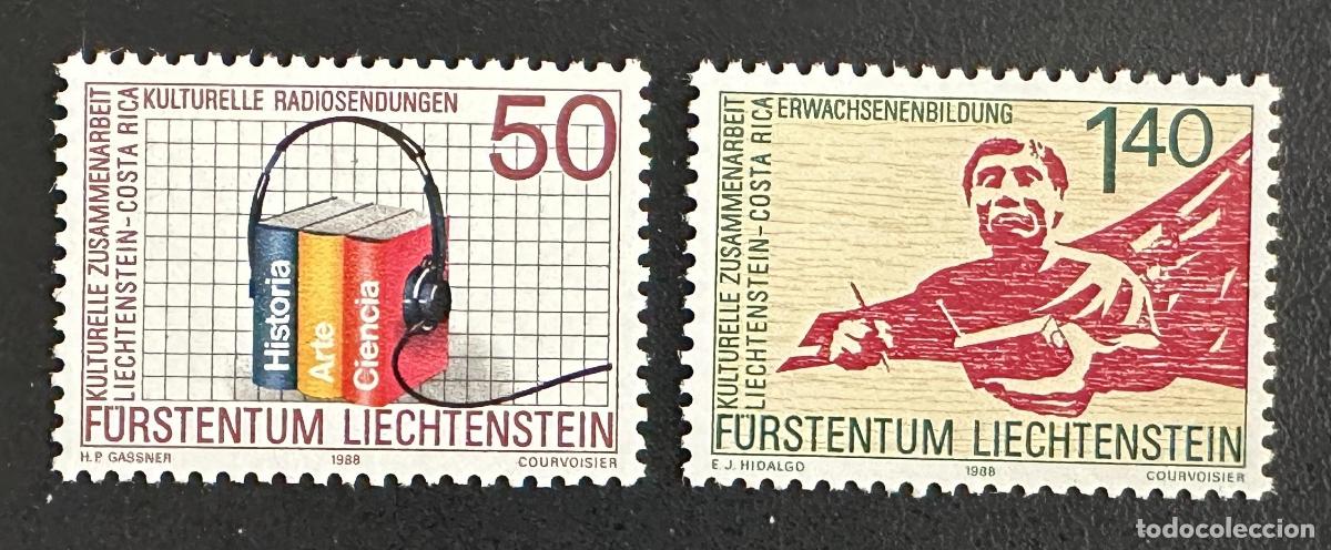 Sellos: Liechtenstein 1988 Mi. 945-946 emisi&oacute;n conjunta cooperaci&oacute;n Costa Rica