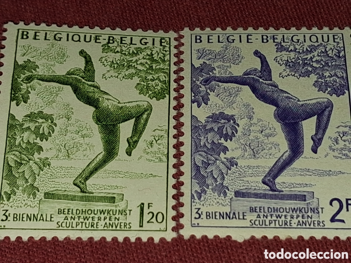 Sellos: Sello B&eacute;lgica nuevo 1955. III Bienalesxultura. La Virgen loca. Arte. Artesania. Arvoles.