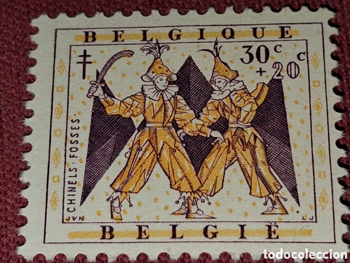 Sellos: Sello (1/7v) B&eacute;lgica nuevo 1957. Chinels. 2 jorobar Carnaval Danza. Folclore. Disfraz. Leyenda. Arte