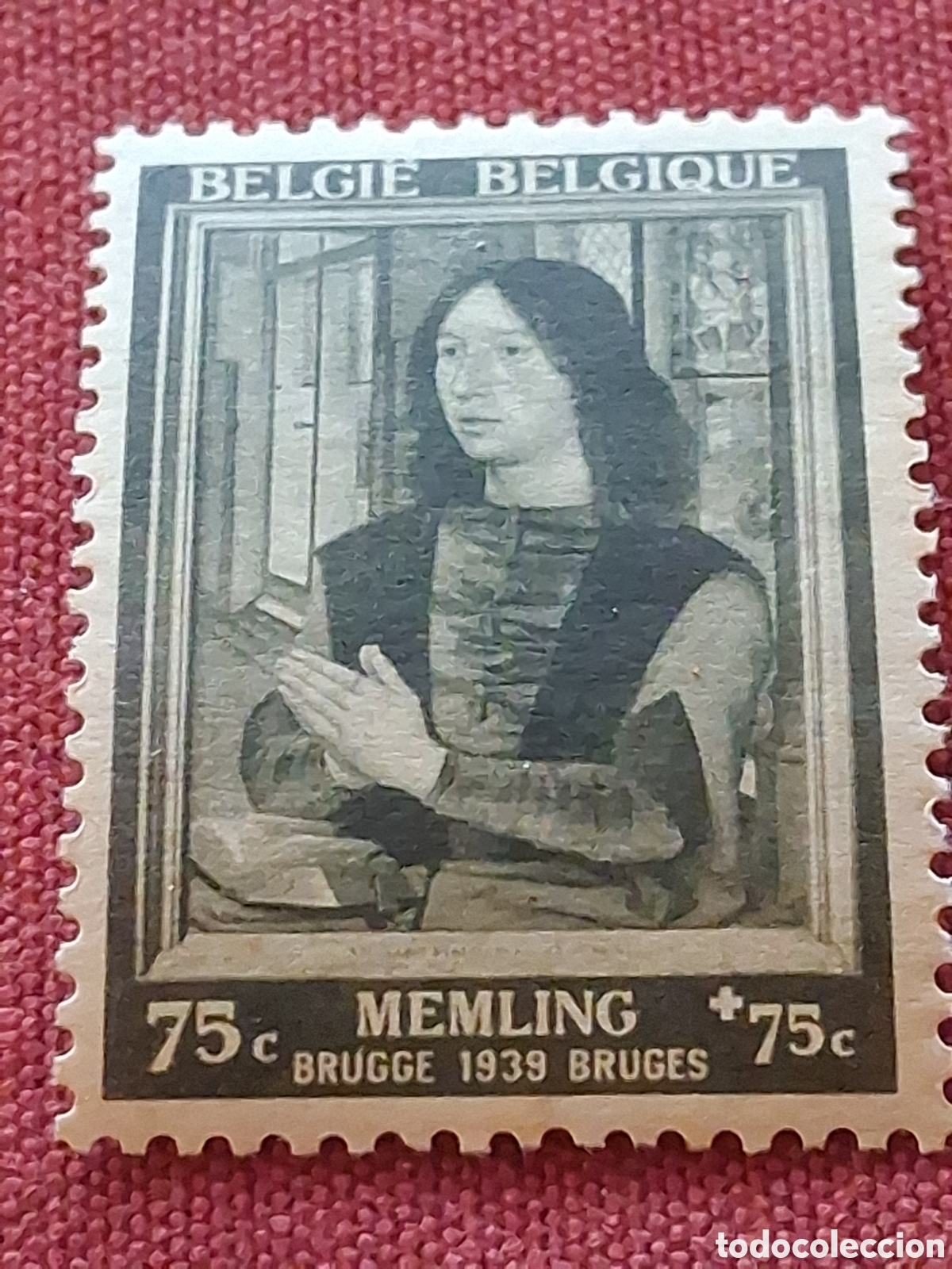 Sellos: Sello B&eacute;lgica nuevo 1939. Pintura. Exp dedicada Hans Mernling. Arte. Nieuwenhove. Noble. Politico
