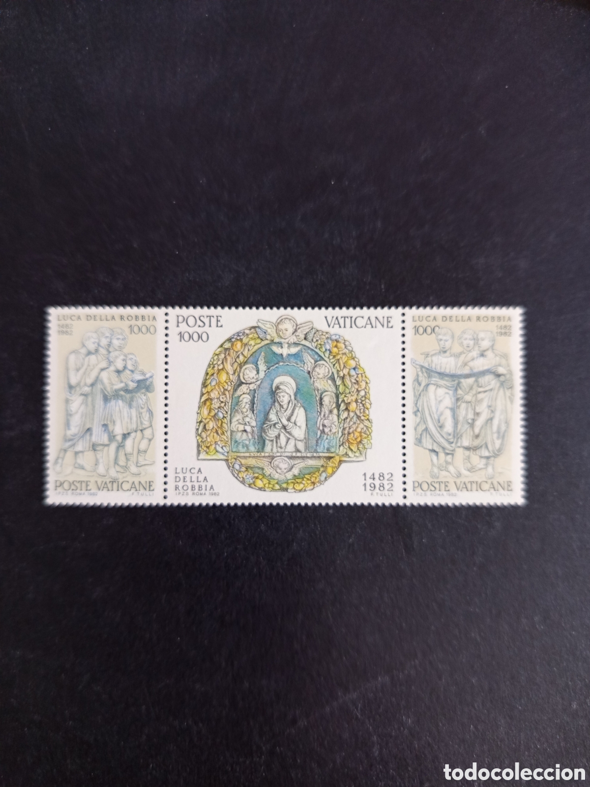 Sellos: Vaticano,1982. Luca Della Robbia, escultor. Yv 728/30 tr&iacute;ptico. Completa en nuevo. Pedido m&iacute;nimo 3 &euro;