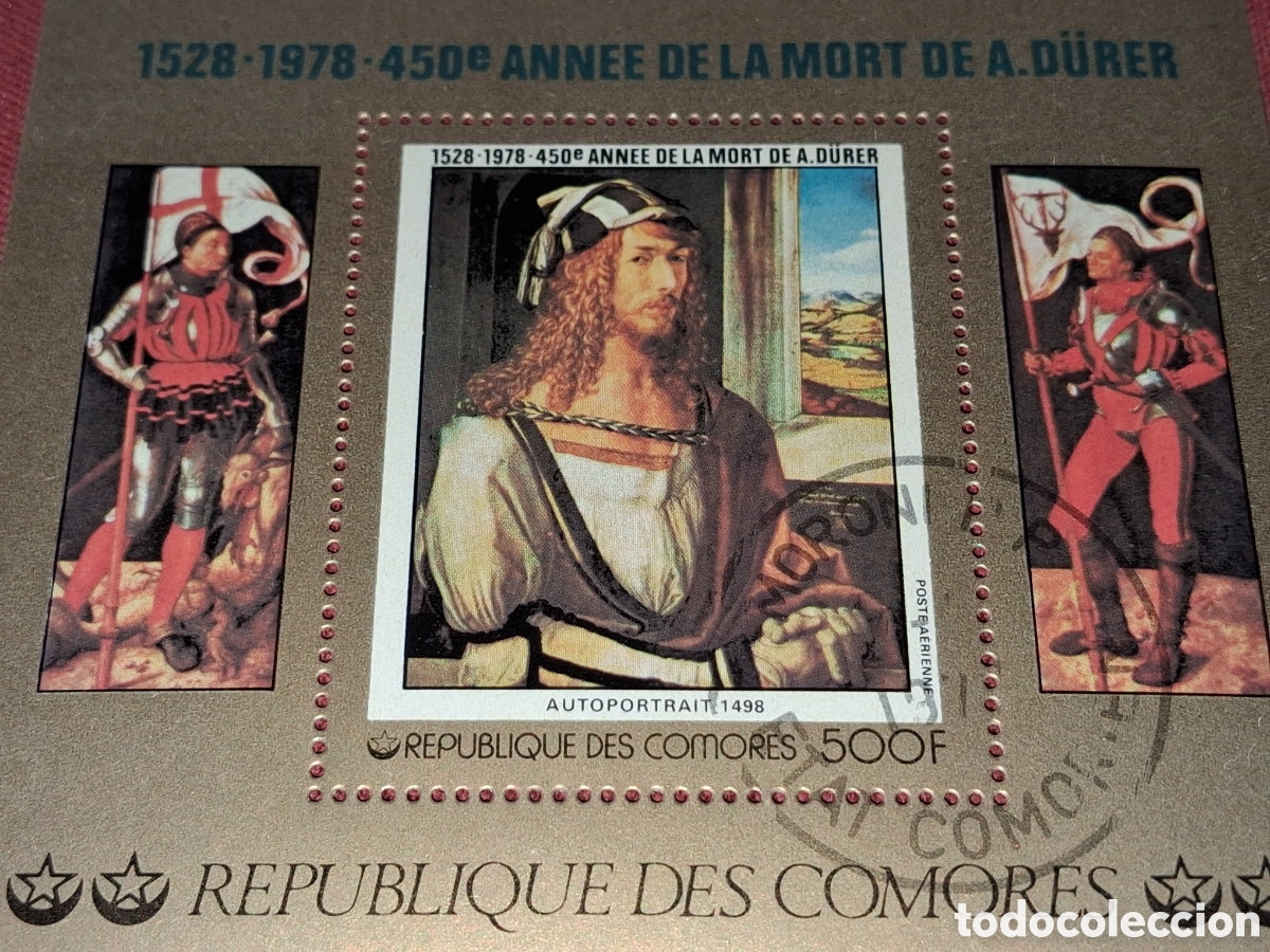 Sellos: HB Comoras mtdo 1978. Pinturas. Arte. 450Aniv muerte Albrecht. Durer. Artista. Autoretrato. Uniforme
