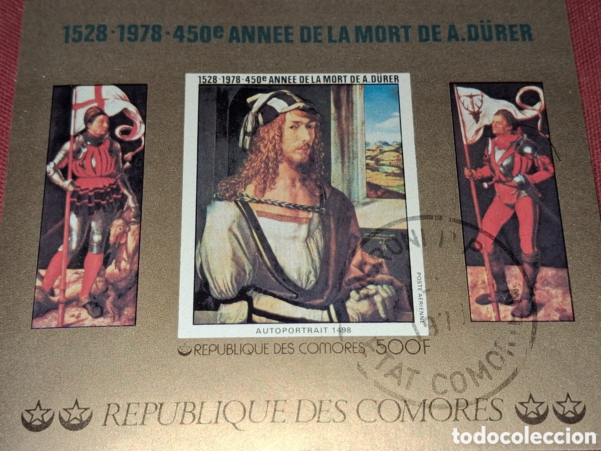 Sellos: HB Comoras mtdo/sd 1978. Pinturas. Arte. 450Aniv muerte Albrecht. Durer. Artista. Autoretrato. Unifo