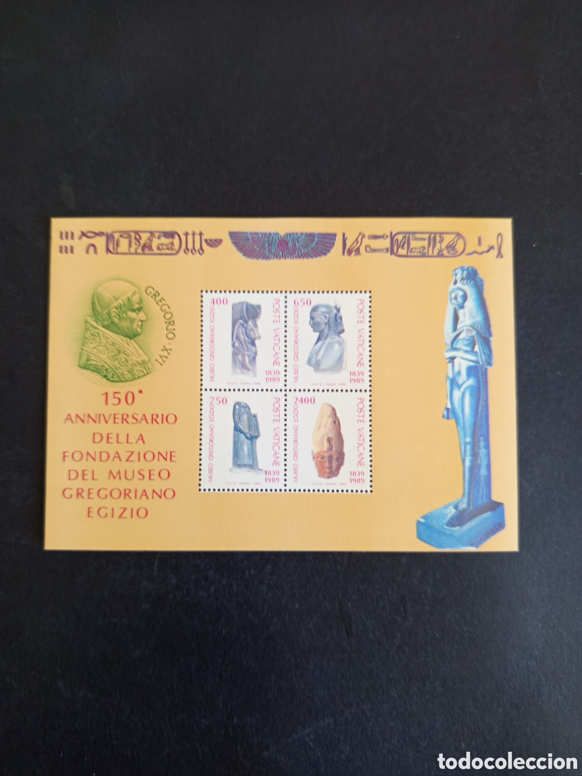 Sellos: Vaticano,1989. Museo Gregoriano Egipcio. Yvert HB 11. Hoja bloque en nuevo. Pedido m&iacute;nimo 3 &euro;.