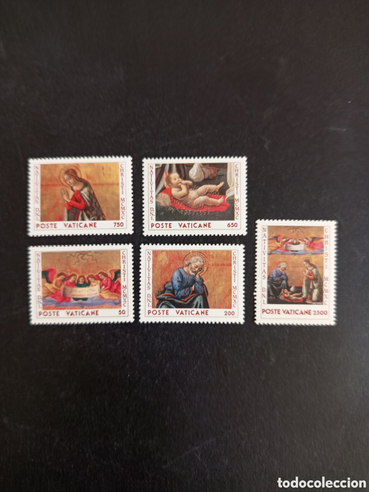 Sellos: Vaticano,1990. Navidad. Obra de S. Mainardi, pintor. Yv. 886/90. Completa en nuevo.Pedido m&iacute;nimo 3&euro;