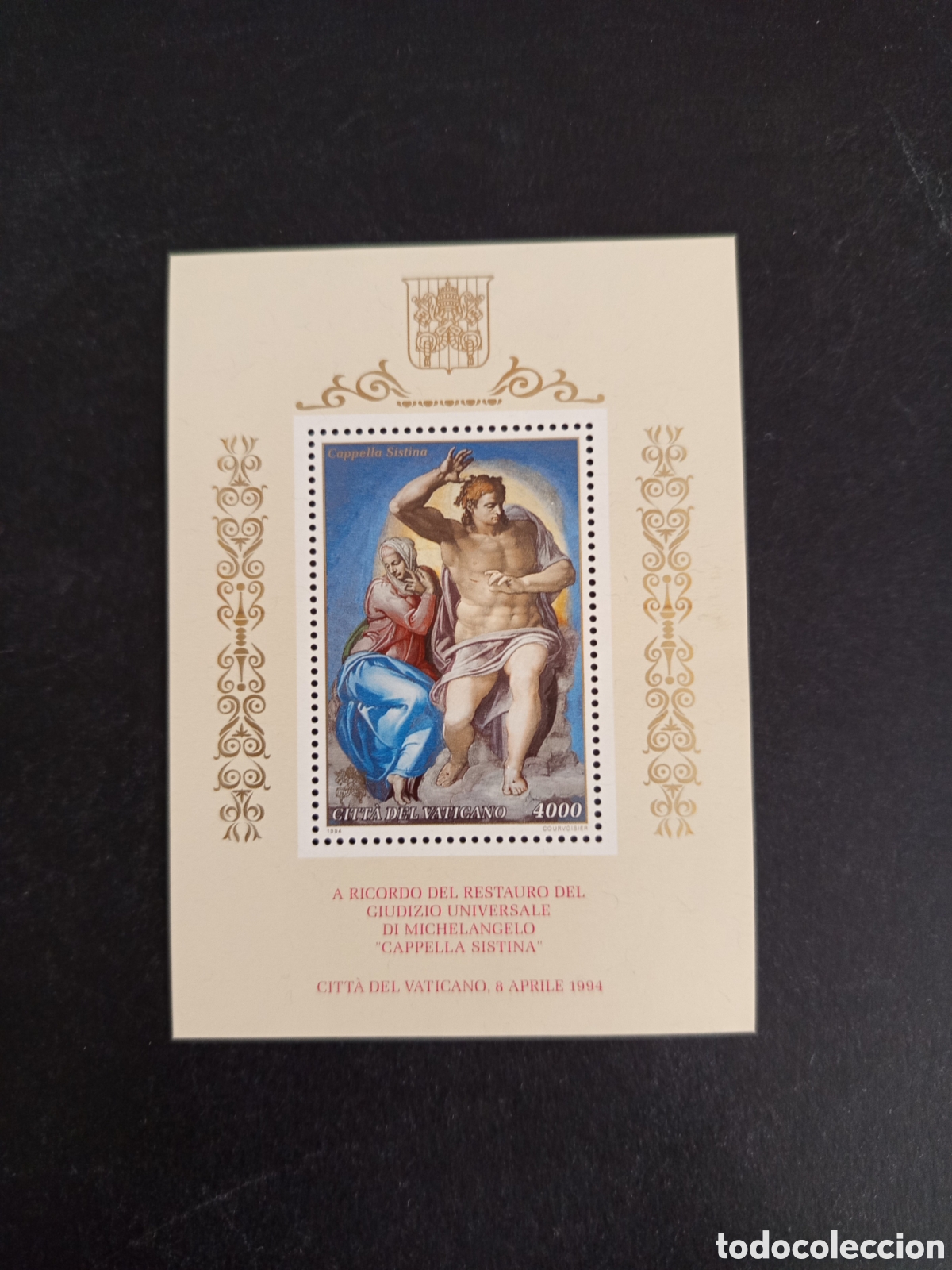 Sellos: Vaticano, 1994. Restauraci&oacute;n Capilla Sixtina. Yv. HB 14. Hoja bloque en nuevo. Pedido m&iacute;nimo 3 &euro;.