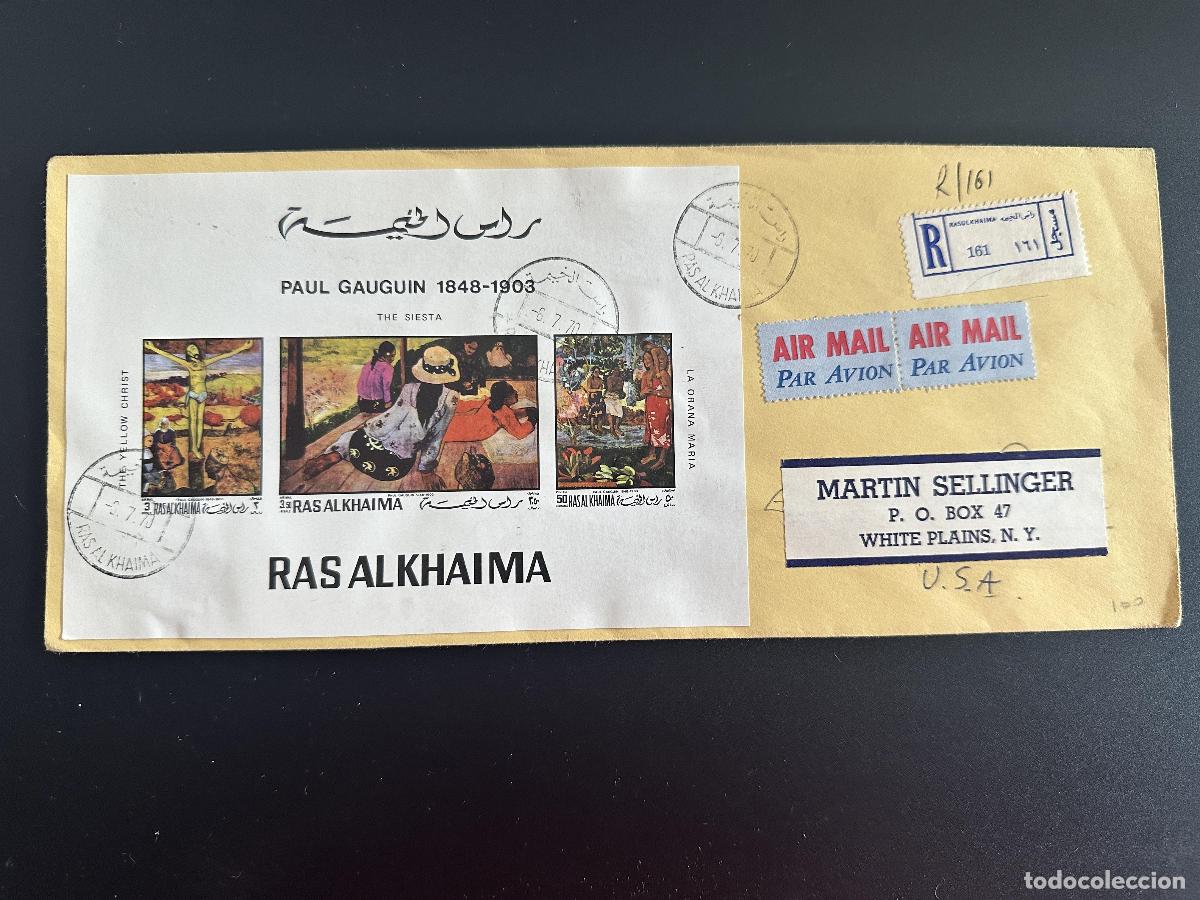 Sellos: Ras Al Khaima 1970 Mi. 392 B&mdash;394 B (Bl.) Carta certificada del Gobierno de Gauguin