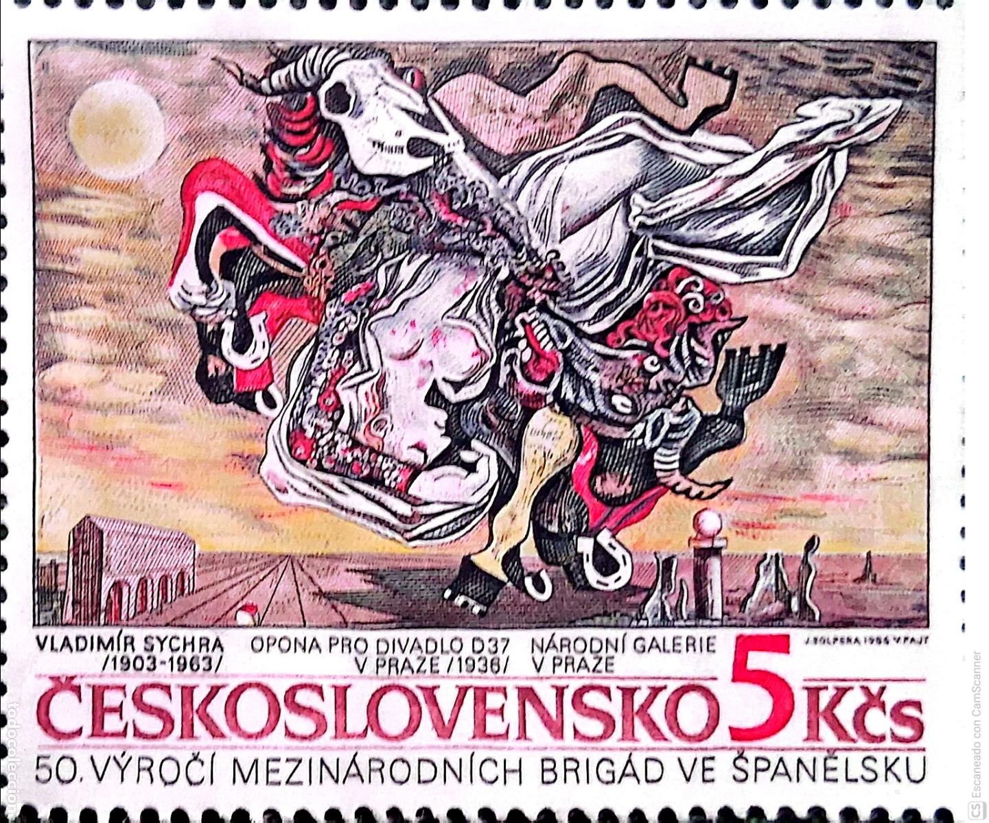 Sellos: Checoslovaquia. Sello de la HB 72 Aniversario de la creaci&oacute;n de las Brigadas internacionales durant