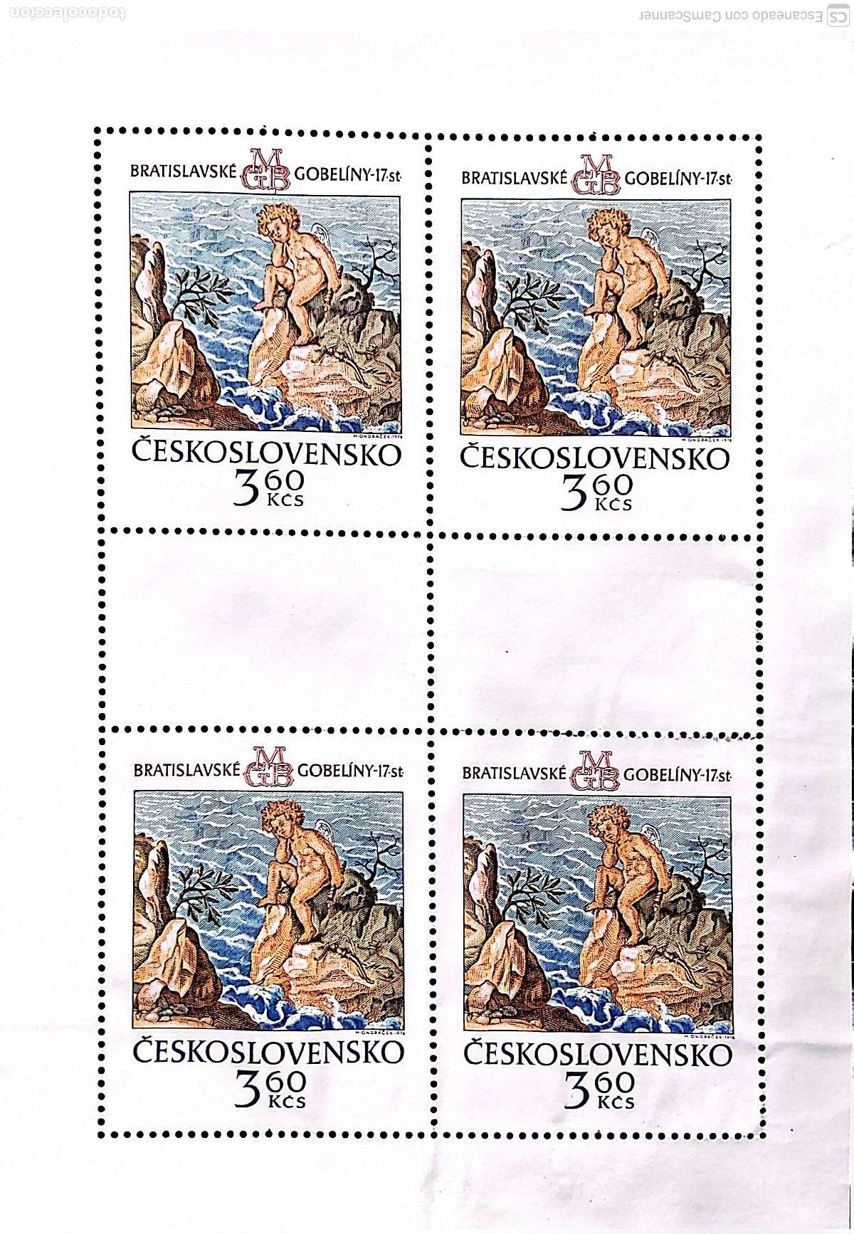 Sellos: Checoslovaquia. 2164 Tapices de Bratislava: El Eros desolado, en MH. 1976 Sellos nuevos, sin goma p
