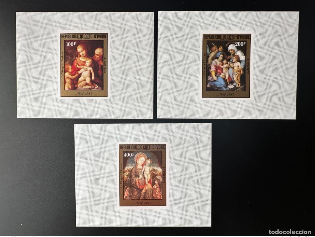 Sellos: Costa de Marfil 1984/1985 Mi. 842 - 844 bloques lujo ND No&euml;l Art Le Corr&egrave;ge