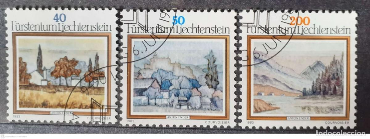 Sellos: LIECHTENSTEIN n&deg; 762/764&deg; Pinturas de Anton Ender. Serie completa