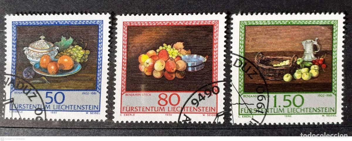 Sellos: LIECHTENSTEIN n&deg; 931/933&deg; Pinturas de Benjamin Steck. Bodegones. Serie completa
