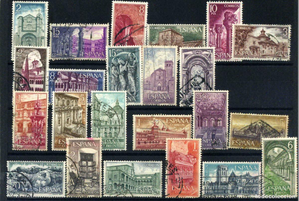 Sellos: Espa&ntilde;a - lote de sellos de monasterios (1960-1976)