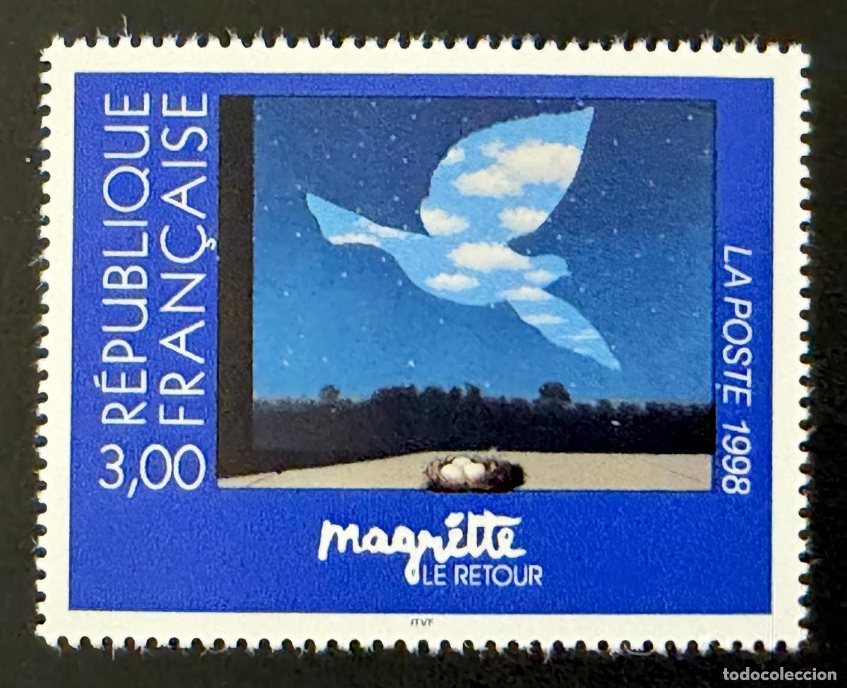 Sellos: Francia 1998 Mi. 3284 emisi&oacute;n conjunta Magritte El Retorno surrealismo