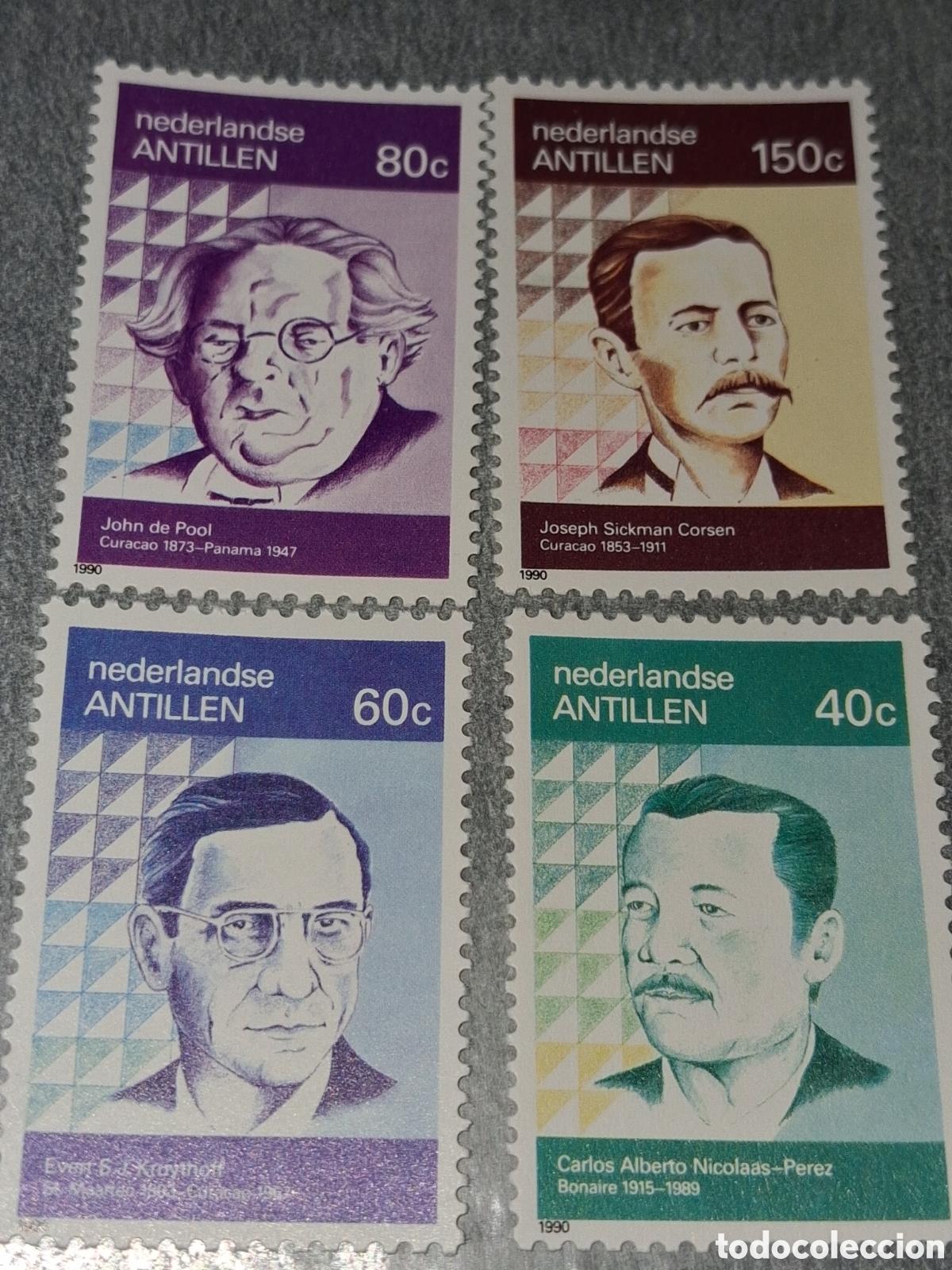 Sellos: Sello Antillas Holandesas nuevo 1991. Poetas. Arte. Letras. Literatura. N. P&eacute;rez. Jordanus.