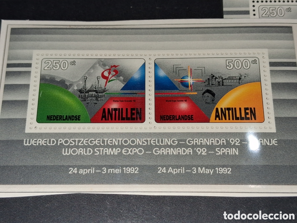 Sellos: Sello Antillas Holandesas nuevo 1992. Exp Filt Inter Granada,92. Descubrimiento Am&eacute;rica Col&oacute;n Barco