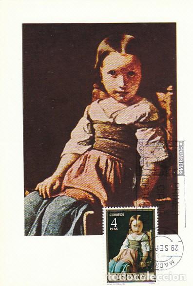 Sellos: EDIFIL 2206, EDUARDO ROSALES: NENA, TARJETA MAXIMA DE PRIMER DIA DE 29-9-1974