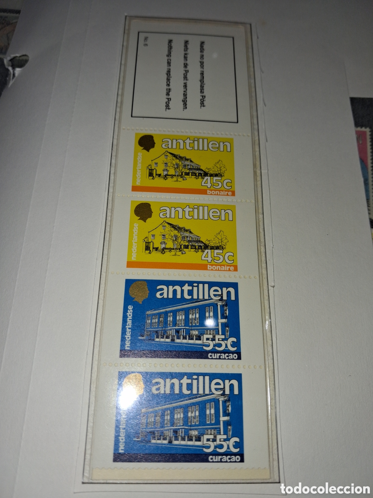 Sellos: Sello, carnet Antillas Holandesas nuevo 1985. Turismo. Arquitectura. Edificios gubern. Ayuntamiento