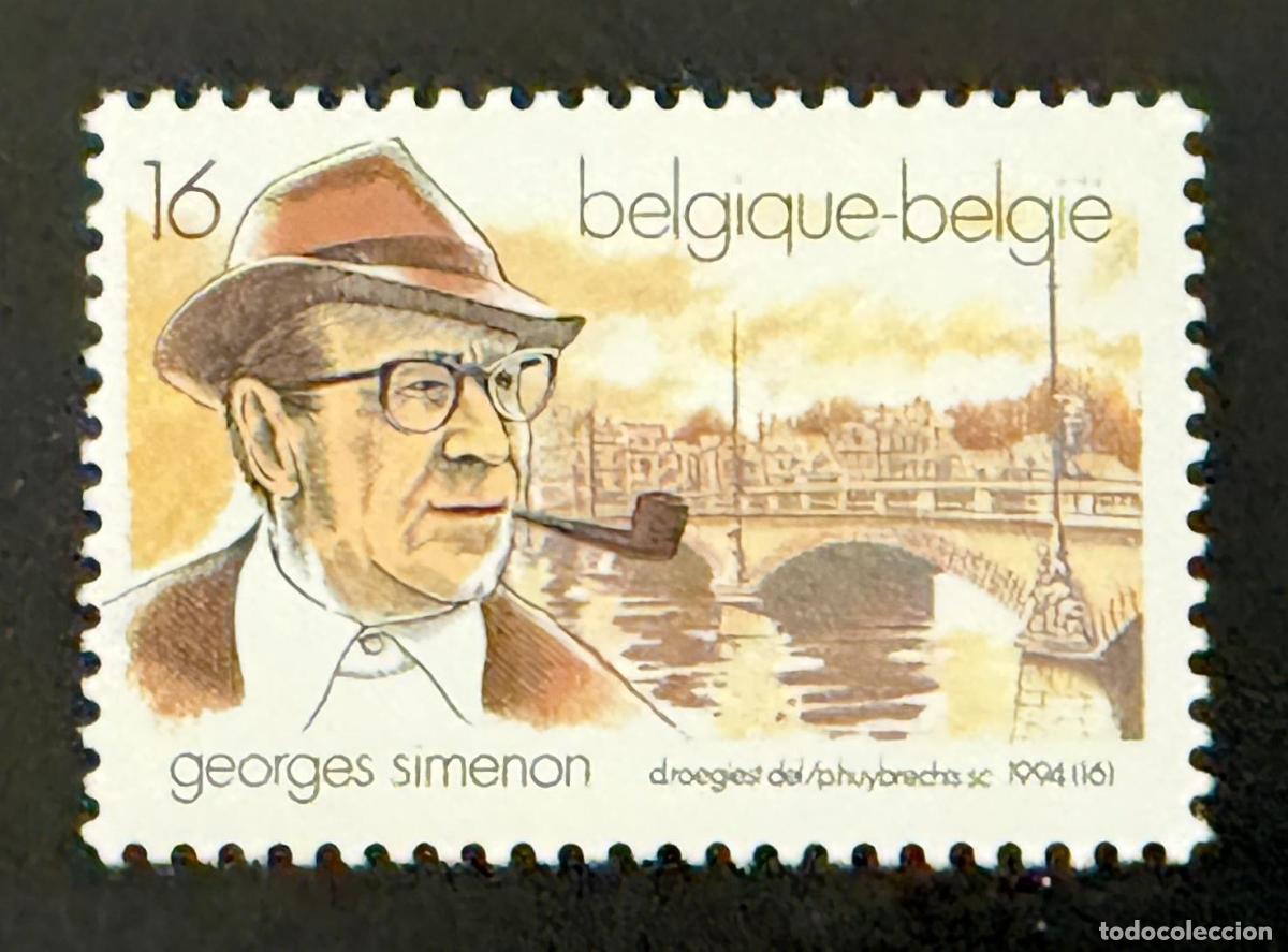 Sellos: B&eacute;lgica 1994 Mi. 2631 emisi&oacute;n conjunta Georges Simenon escritor Maigret