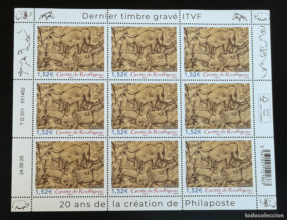 Sellos: Francia 2026 hoja Cueva de Rouffignac mamut arte rupestre Philaposte